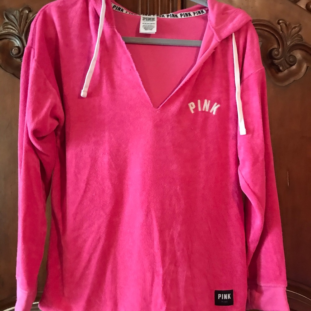PINK- Lounge/Beach Hoodie Pullover Hot Pink XS